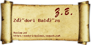 Zádori Balázs névjegykártya